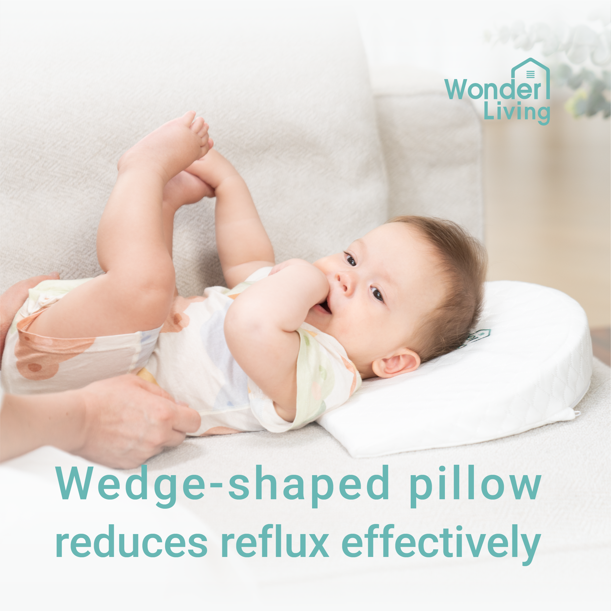 Wonderliving 15 Degree Wedge Pillow for Newborn  Waterproof and Removable Cover