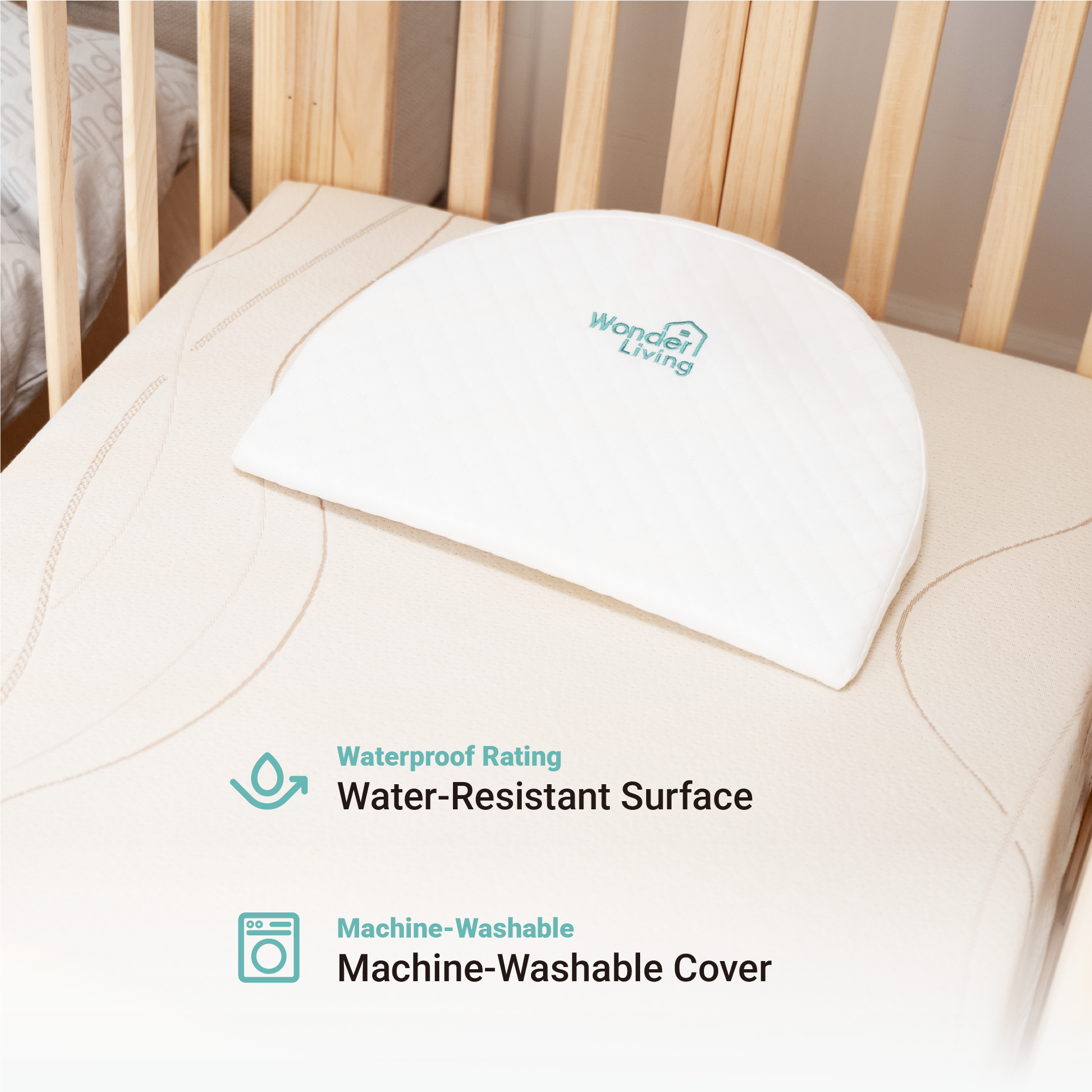 Wonderliving 15 Degree Wedge Pillow for Newborn  Waterproof and Removable Cover